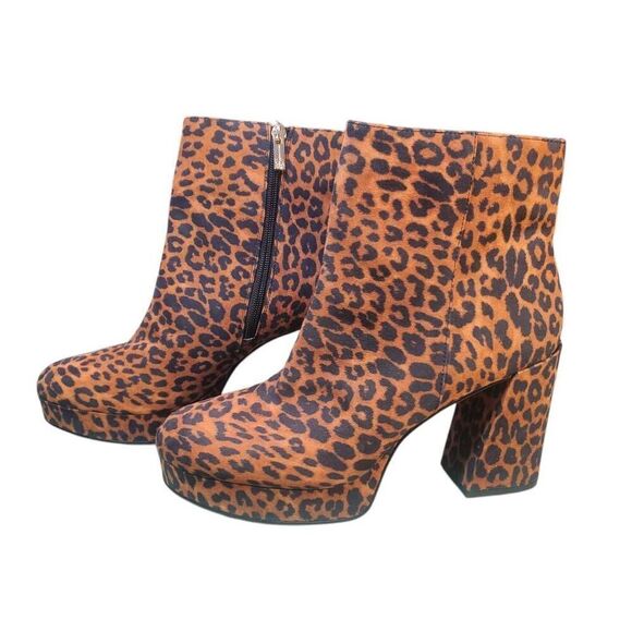 Jessica Simpson Womens Rexura Platform Faux Suede Leopard Print Ankle Booties - Picture 1 of 10